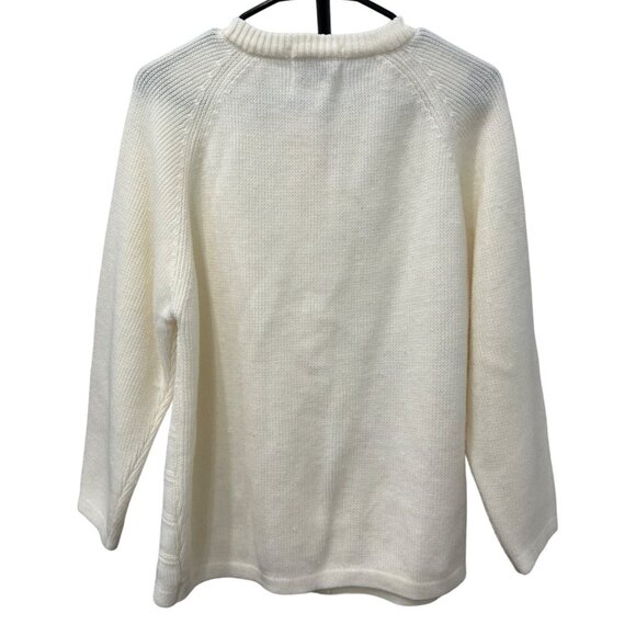 Vintage Cream Wool Knit Button Up Cardigan Classic Warm Winter Sweater - Picture 2 of 8